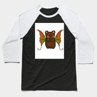 Fairy Teddy Bear with Colorful Red, Orange and Green Tie Dye Wings Baseball T-Shirt